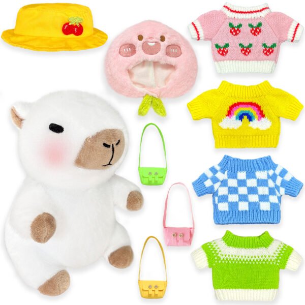 ©Kireidane Capybara Plush with 9 pcs Clothes & Accessories, 10.2 in Cute Capybara Stuffed Animal Plush Toys, Dress Up Cute Plushies for Girls/Boys